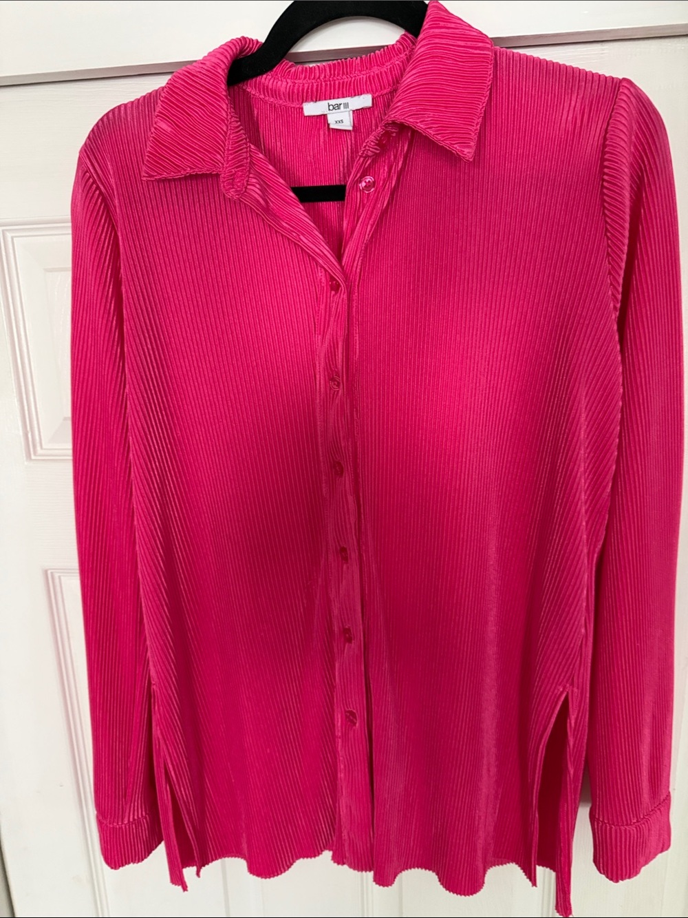 Bar III Hot Pink Pleated Button-Down Shirt